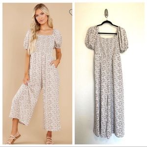 Entro Taupe Multi Print Jumpsuit